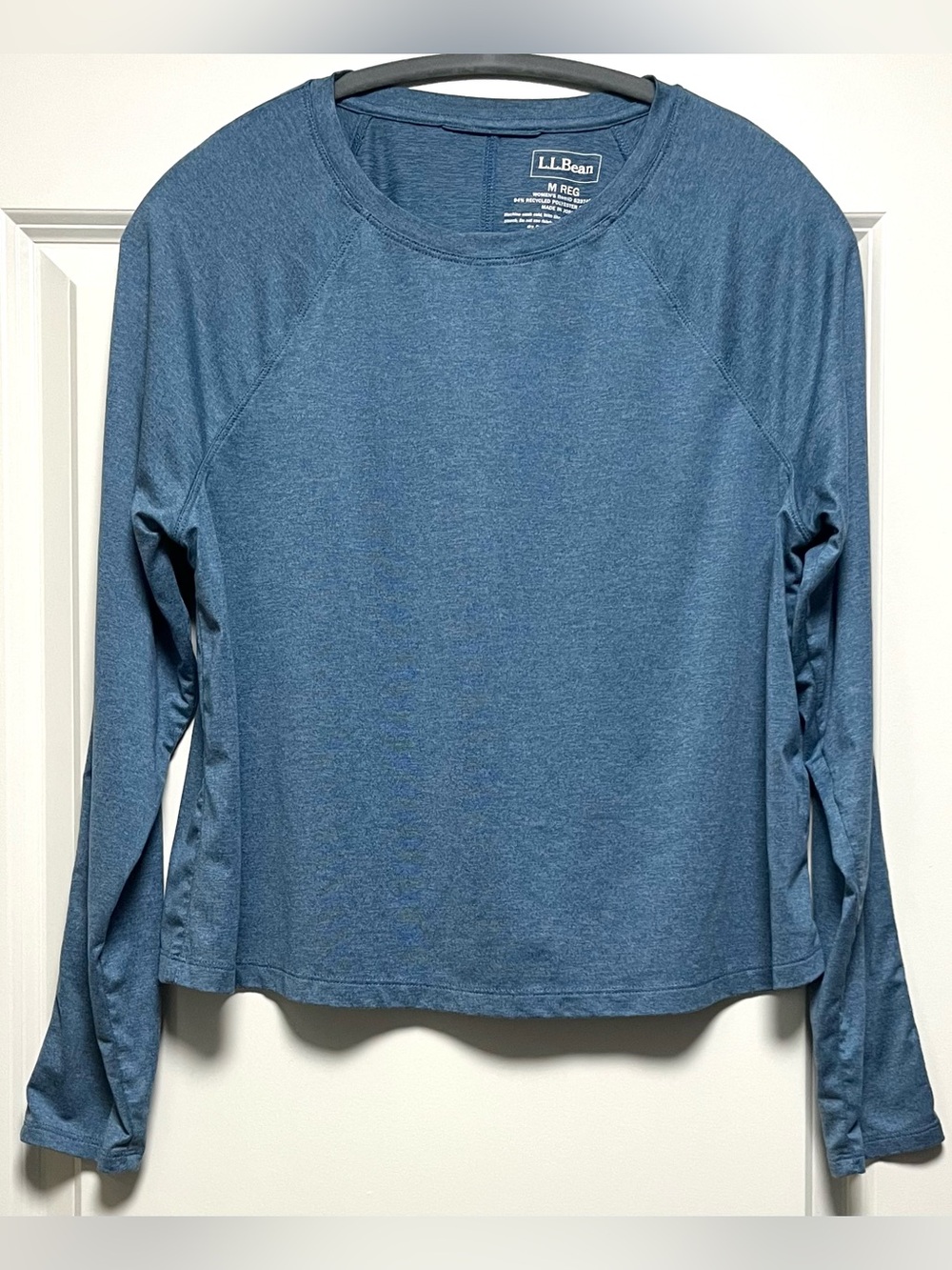 EUC LL Bean Womens Movement Long Sleeve Tee 523746 Hiking Summer Heather Blue M